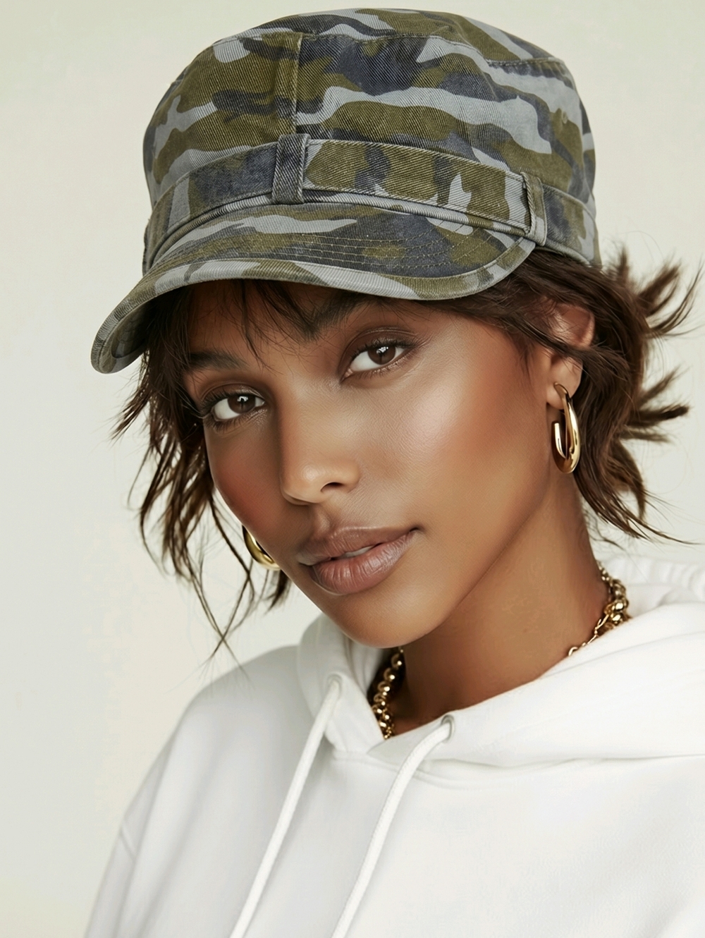Women’s Camouflage Military Cap - Olive Camo